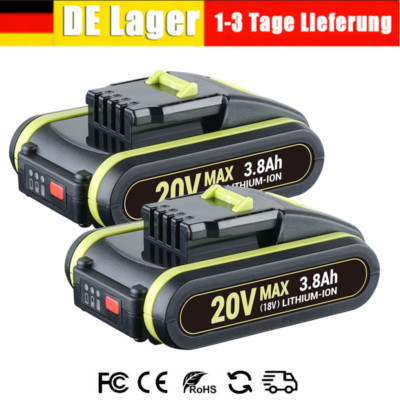 2x Für Worx 20V MAX 3800mAh Akku WA3551.1, WA3572, WA3553 WA3556 WX176