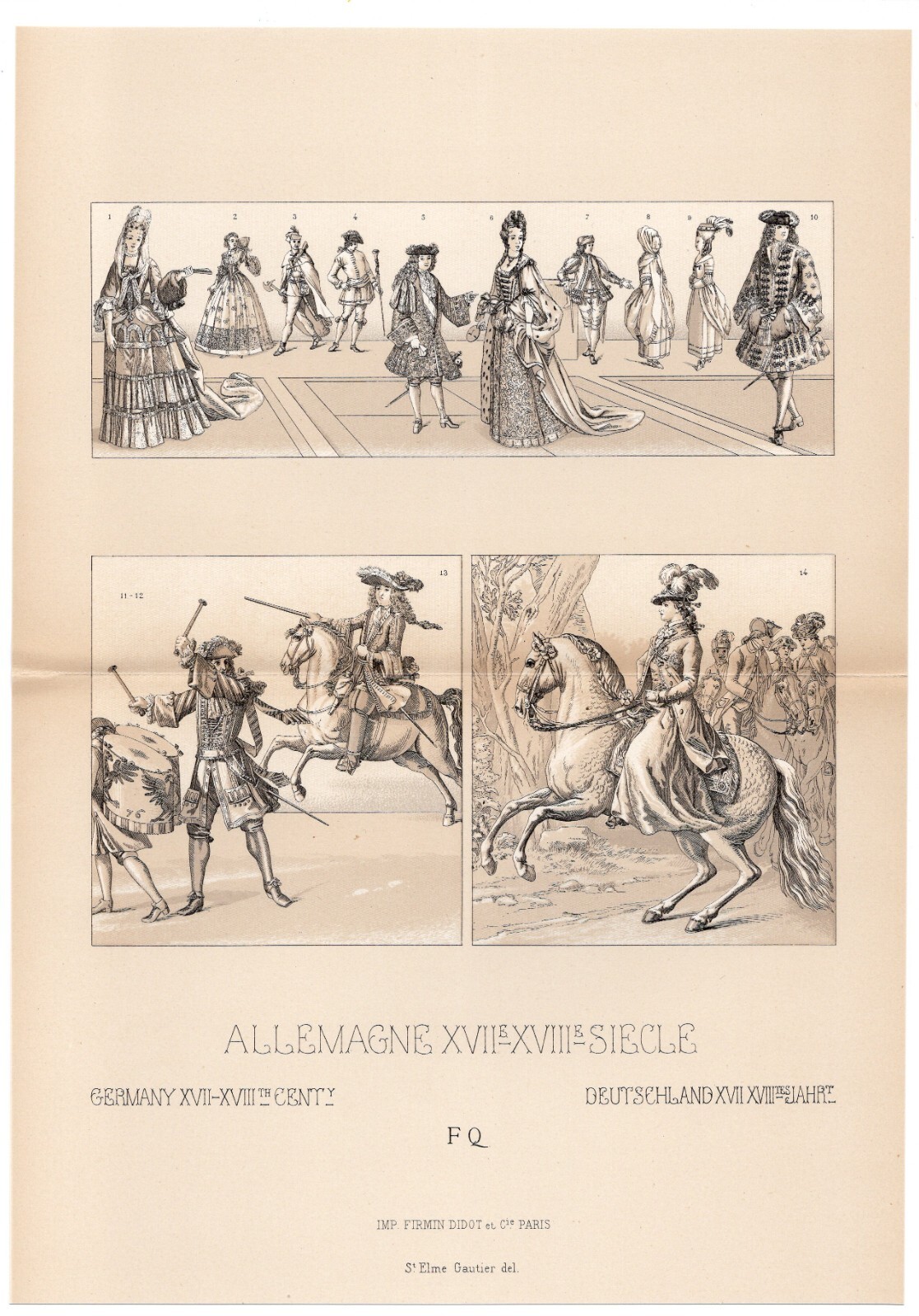 EQUESTRIAN LADIES - Musketeers Horses Court Jester 1888 Antique Chromolithograph
