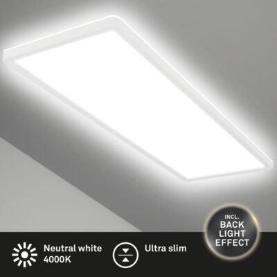 LED Panel Deckenleuchte 58cm flach Hintergrundbeleuchtung Effekt Wohnzimmer neutralweiß