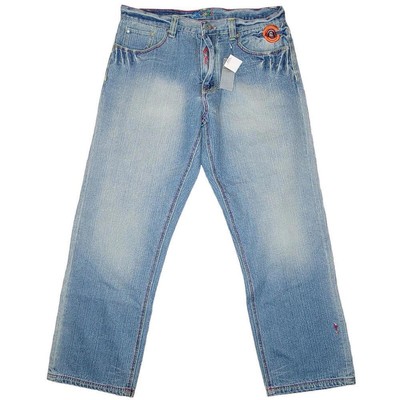 Y2K Coogi mens jeans Size 40x40 Blue denim Relaxed Straight leg Hand prints