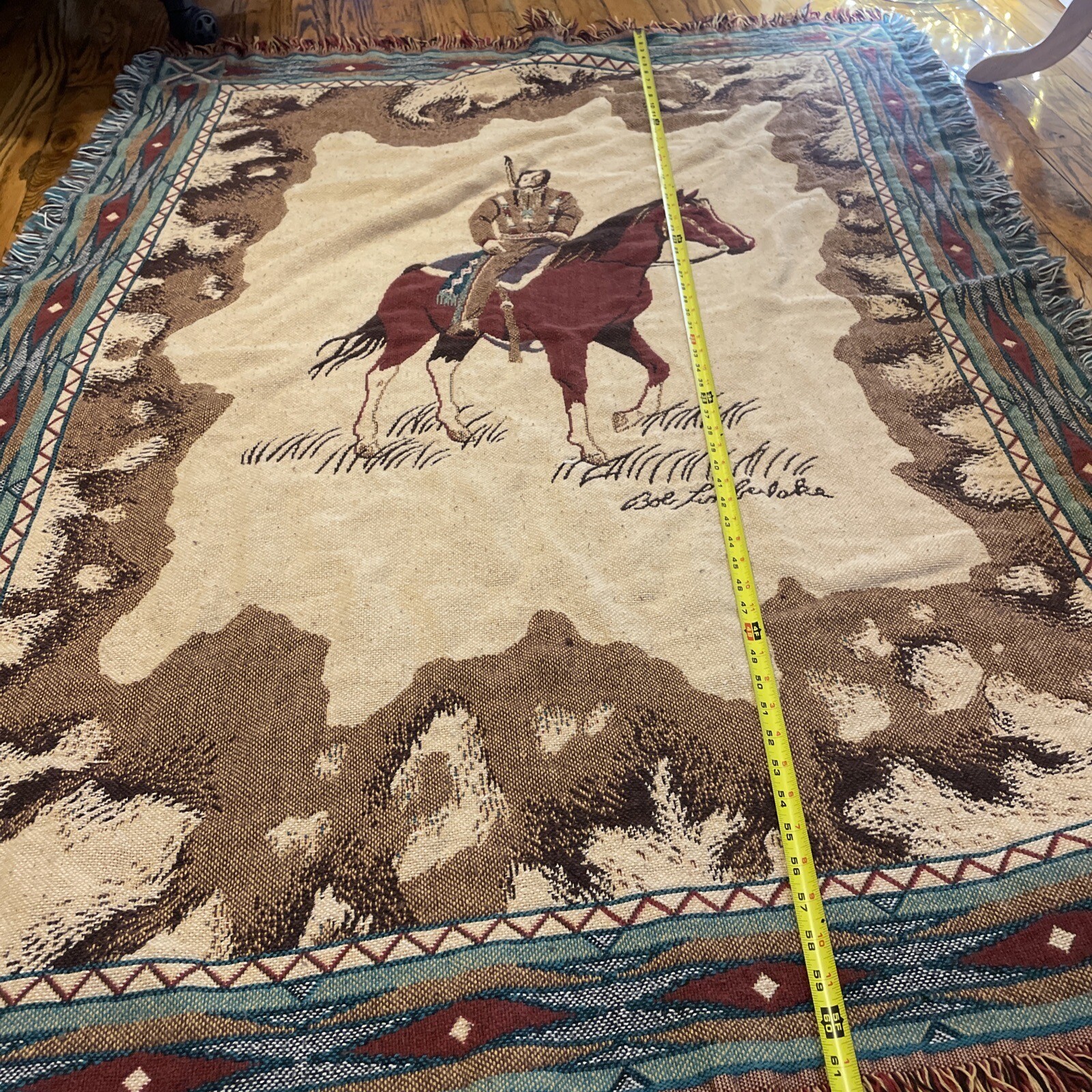 Vtg 1980s Bob Timberlake Home Collection Tapestry Throw Native American