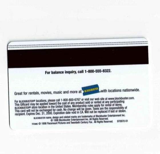 Blockbuster Gift Card Titanic Movie - 1998 - Jack & Rose - Collectible -No Value - Image 2 of 2