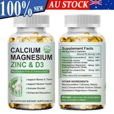 Zinc Calcium Magnesium & Vitamin D3 Complex Supplement 60 Vegetarian Caps 2 Pack