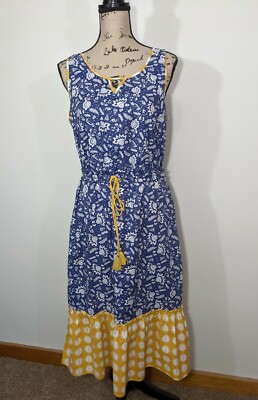 NWT Matilda Jane Blue Ridge Dress Floral Sleeveless Cotton Elastic Waist Women M