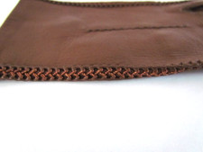 Vintage Pair Brown Lambskin Leather Gloves Crochet Accents Small Womens