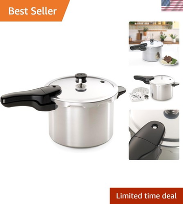 #ad Durable and Easy Clean 6 Quart Aluminum Pressure Cooker with 12 $83.99