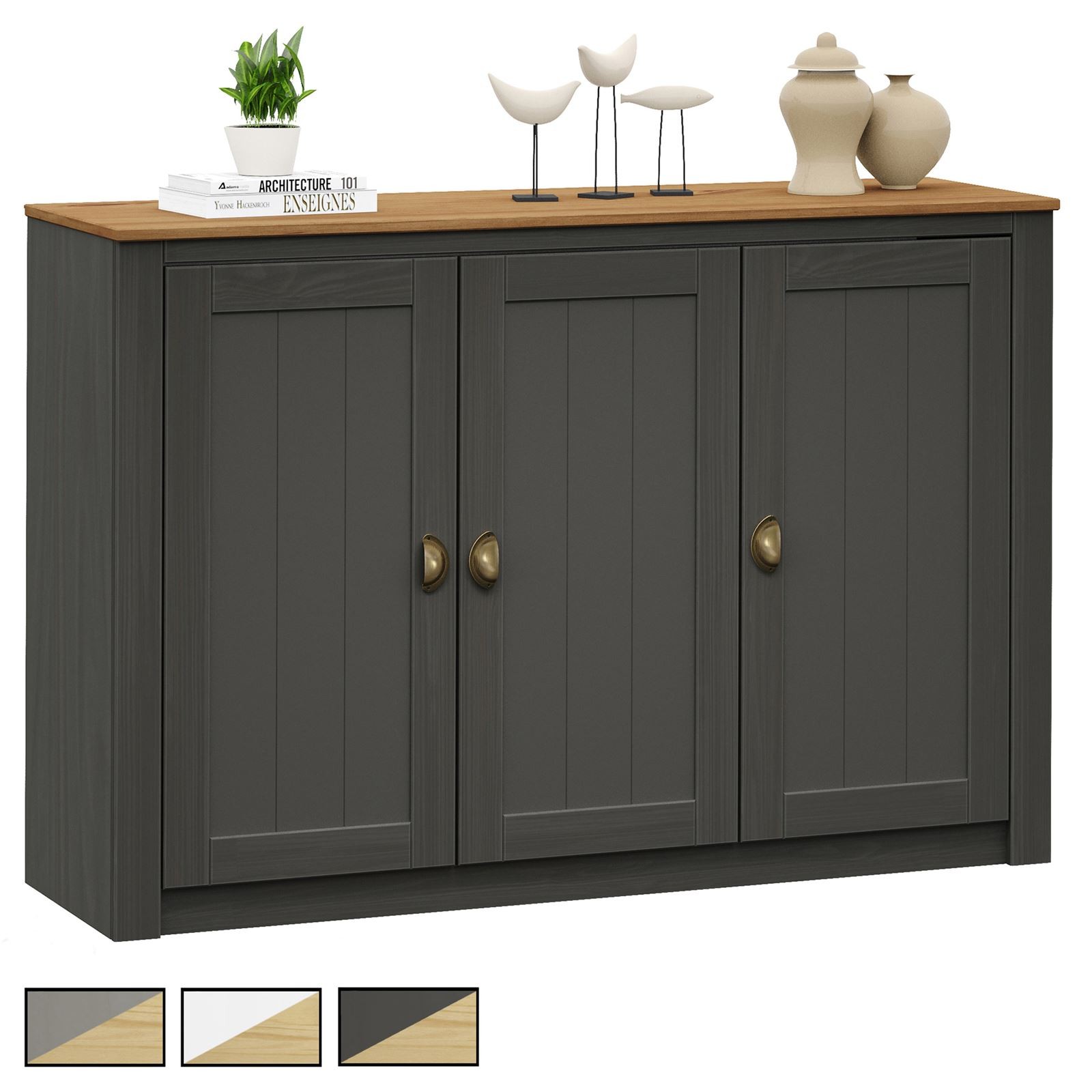 Buffet en pin massif 130 cm de fabrication traditionnelle et finitions soignées