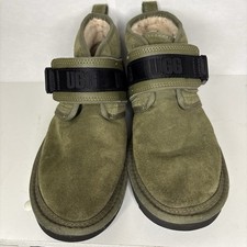 UGG Neumel SnapBack Green Suede Sheepskin Lined Ankle Boots Men Size 7