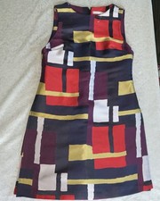 Alice + Olivia Multicolor Window Pane Geometric Sleeveless Mini Dress , Size 0