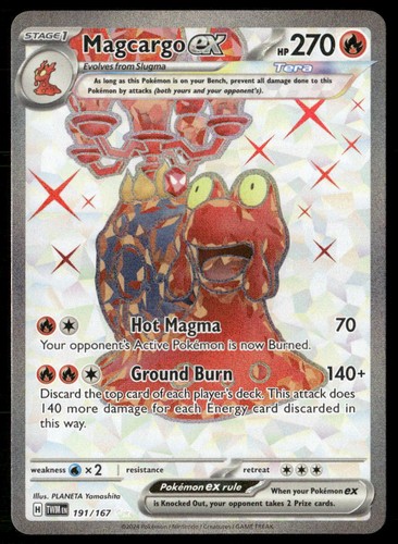 MAGCARGO EX 191/167 ULTRA RARE TWILIGHT MASQUERADE POKEMON HOLO NM