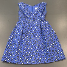 Kate Spade Dress Women's Size 4 Purple Blue Animal Print Sleeveless Silk Blend