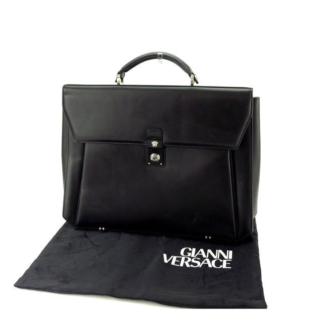 Gianni Versace Business bag Black x silver Women Authentic