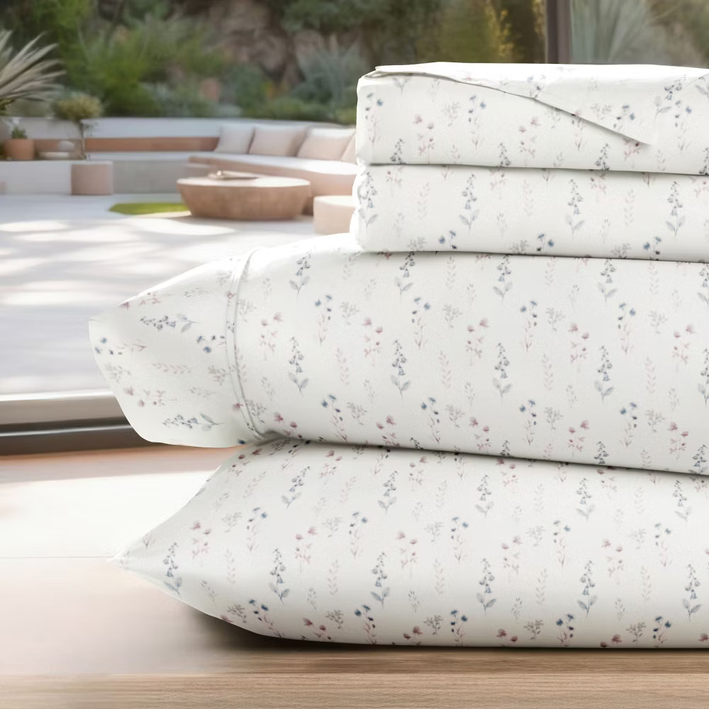 Delicate Blossoms Floral Patterned Ultra-Soft 4 Piece Bed Sheet Set - Becky 8290₽