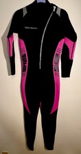 Seaskin Women  s Full Wetsuit Size Small Black Pink Diving Surf Swim