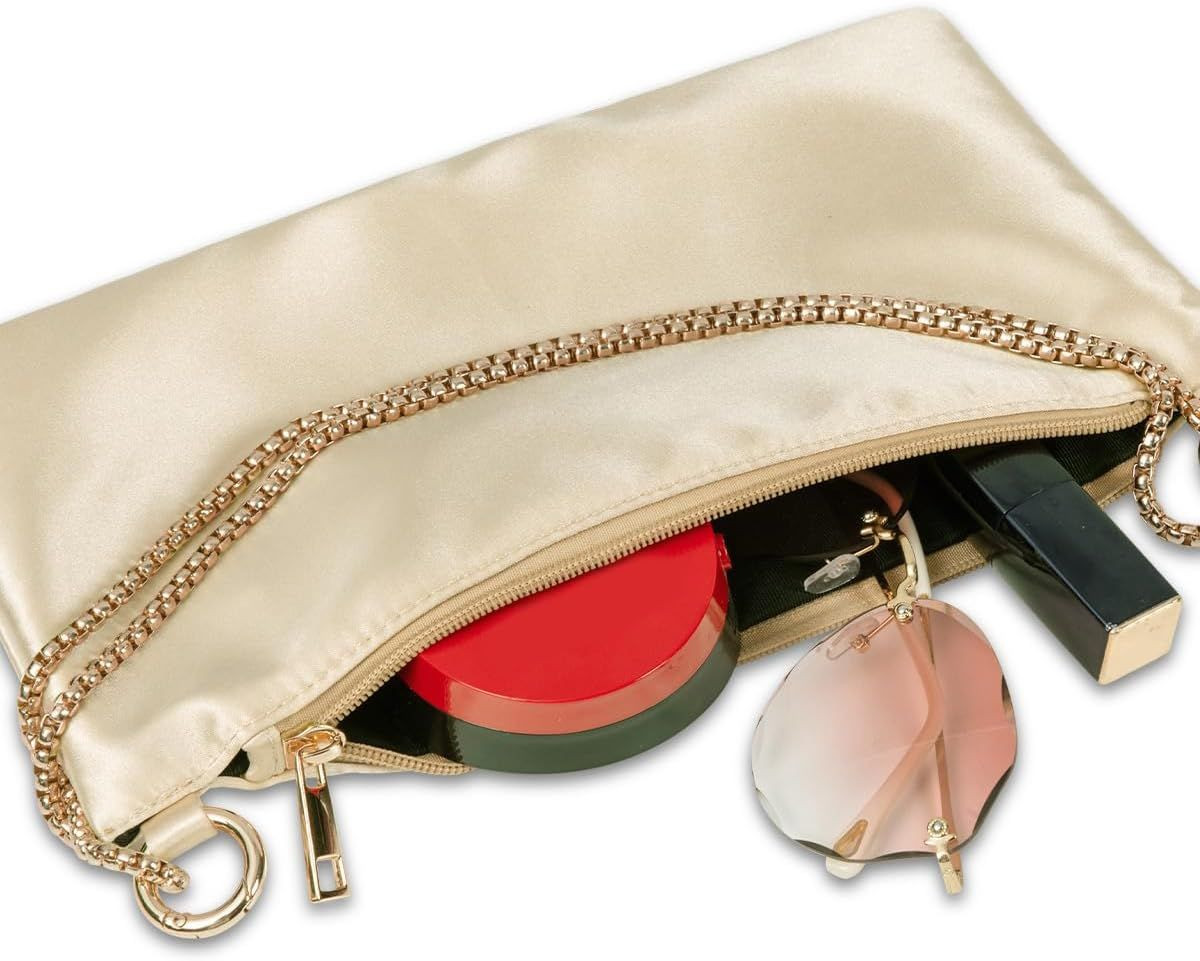 Women’s Satin Evening Bag Clutch Purse Handbag for Women Champagne (Satin) 