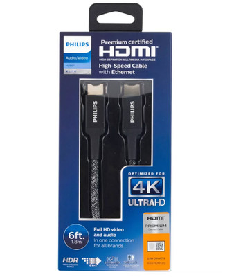 Philip 6ft Elite Premium High-Speed HDMI Cable with Ethernet 4K@60Hz - NEW !