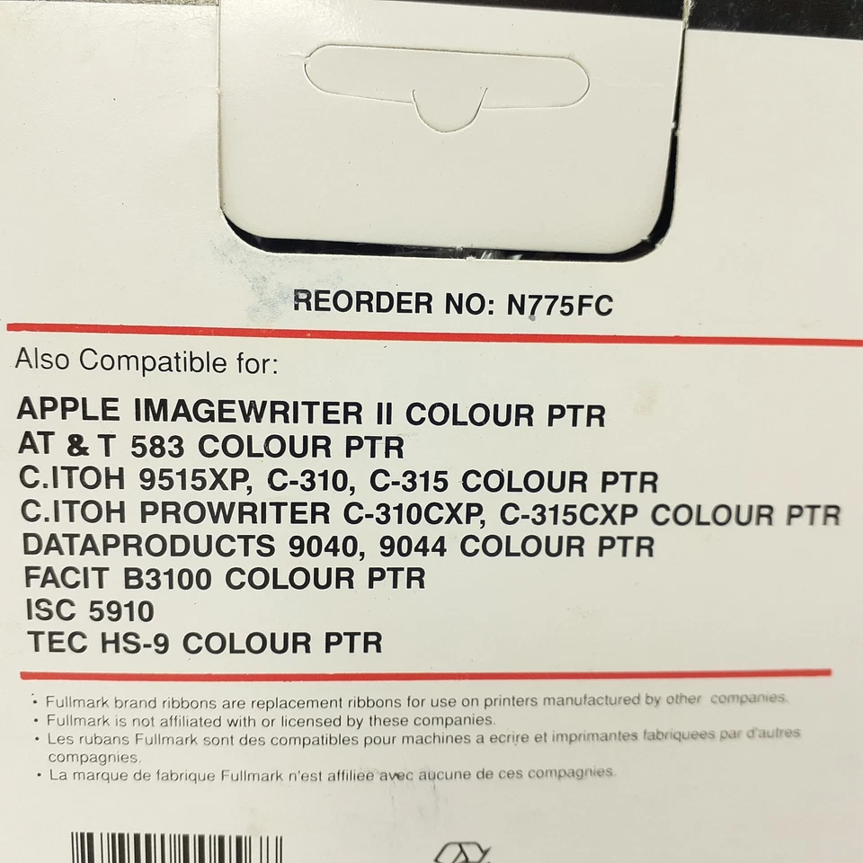 Fullmark Apple Imagewriter II 4 Colour N775FC Nylon Printer Ribbon 4-Color Ink - Image 4 of 4
