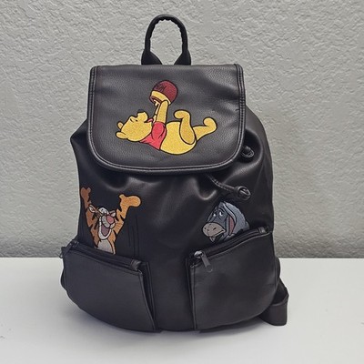 Disney Winnie The Pooh Backpack Drawstring and Zip Pooh Tigger Eeyore Brown READ