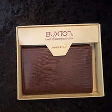 New-in-box vintage Buxton Leather Men's Brown Trifold Wallet