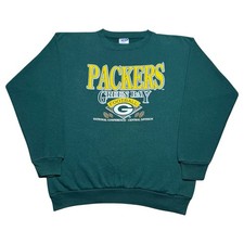 Vintage 1990s NFL Green Bay Packers Trench Spell Out Pullover Sweatshirt Sz L