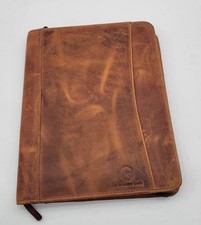 Aaron Leather Goods Zip-Around Executive Portfolio Organizer Letter NotePad 