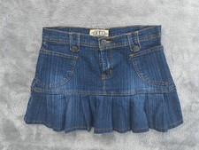 Y2K Vtg Pleated Denim Mini Skirt Low Rise Jean Schoolgirl Coquette 2000s Sz 7/8