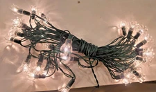Vintage String Of 35 Tulip Flower Christmas Lights Clear Bulbs and Reflectors