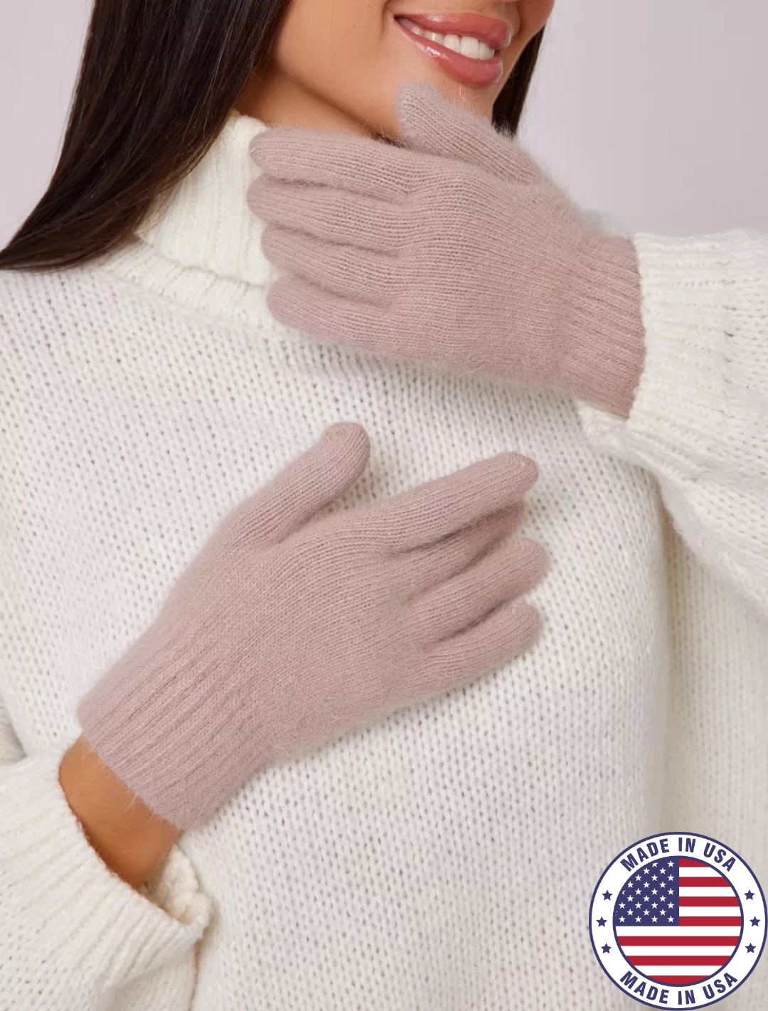 100% Angora Knitted Gloves for Women Made in USA