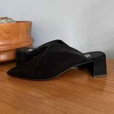 Eileen Fisher Fanon Pointed-toe Mule Heels Black Suede Size 10