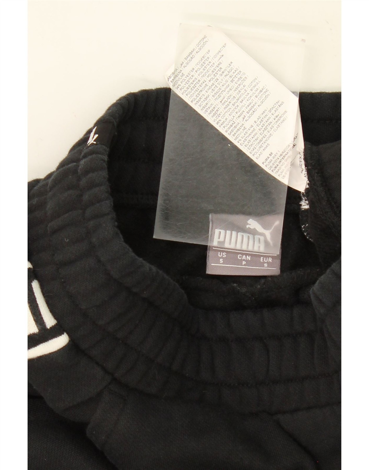 PUMA Mens Graphic Tracksuit Trousers Joggers Small Black Cotton BJ05 thumbnail 3