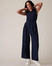 Athleta Brooklyn Heights Jumpsuit Womens 4T Sleeveless Wide Leg Pants Zip