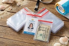 1000 Pack Vertical ID Badge Holders Waterproof Resealable Zip Clear Pouch Bulk