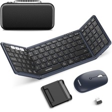 Foldable Keyboard and Mouse, Samsers 2.4G  Bluetooth 5.0 x 2, Midnight