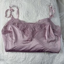 Vintage Pink Nylon Full Slip Lace Bodice Antron III Size 36 Romantic