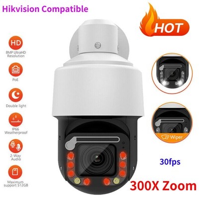 Hikvision Protokoll 4K 8MP 30fps 300XZOOM High Speed Dome IP Kamera 2-Wege Audio