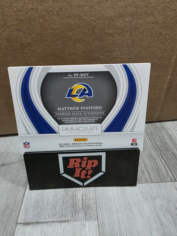 Parche autógrafo automático Matthew Stafford 2023 Immaculate On Card LA Rams 9/49 Foto 2 de 2