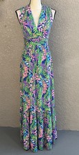 Lilly Pulitzer Women s Maxi Dress Stretch Vibrant Color Tropical Floral Size XS