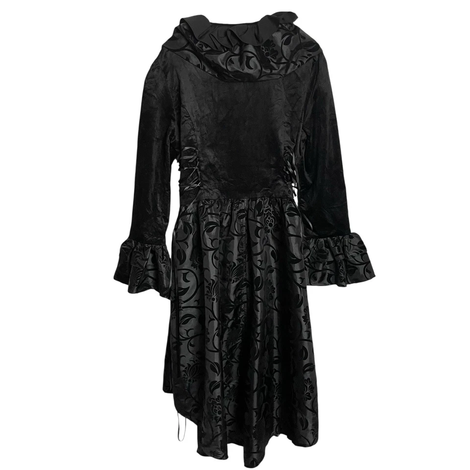 Chaqueta brocada de terciopelo Victorian Choice para mujer XXL negra con cordones acanalados Ren Faire Foto 2 de 4