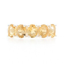 Sterling Silver Citrine Five-Stone Ring - 925 Oval Cut 1.50ctw