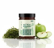 16 in 1 Organic Sea Moss Gummy | Irishmoss Extract 6000Mg | Green Apple Flavor
