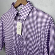 Collars  Co Men's Large The Original Dress Collar Polo Shirt Lavender Gingham