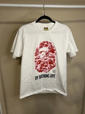 A Bathing Ape Men  s ABC Camo By A Bathing Ape Tee in White And Pink