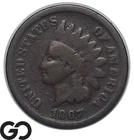 1867 Indian Head Cent Penny, Better Date, Good Condition, Bronze
