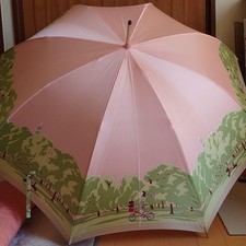 Burberry Pink Umbrella Rain 58cm Logo Print Authentic Vintage Rare Genuine