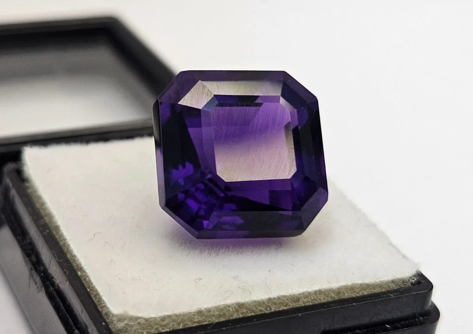 Fabulosa piedra preciosa suelta amatista púrpura corte cuadrado 8-9 quilates para hacer joyas Foto 3 de 4