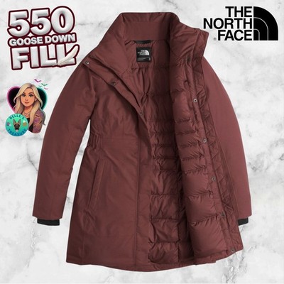 The North Face Arctic Parka 550 Goose Down Fill DryVent Jacket Burgundy Womens M