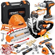 Kids Tool Set Toy - 48 Pcs with Electronic Drill, Chainsaw
