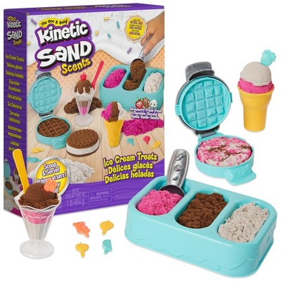 Kinetic Sand Scents, Ice Cream Treats Playset with 3 Colors Scented Play Sand...