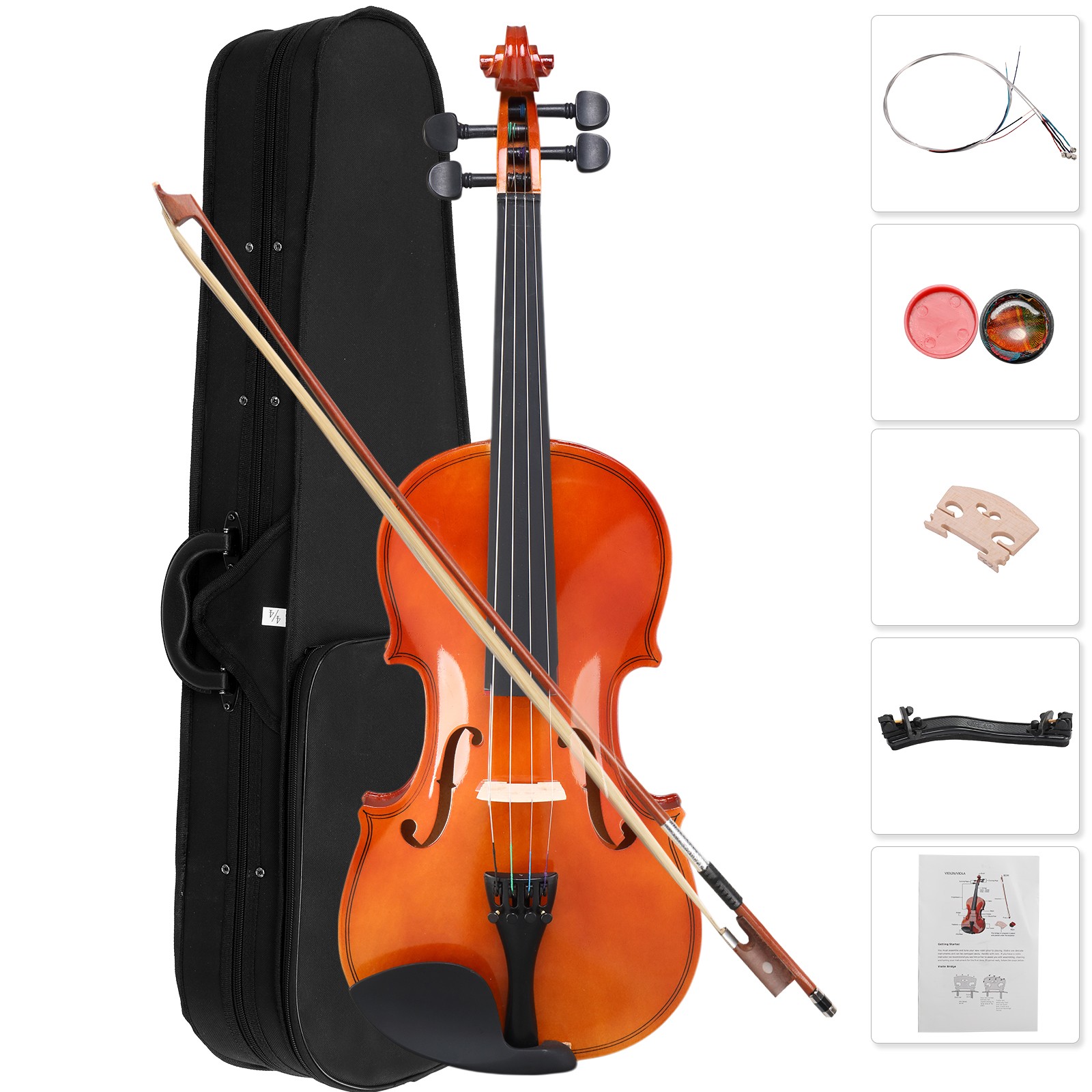 Hot Acoustic Violin 4/4 Full Size with Case and Bow Rosin Natural Color