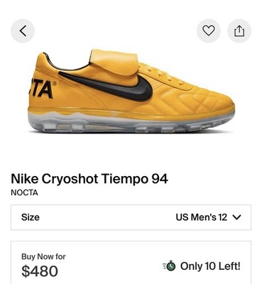 Nike Cryoshot Tiempo 94 NOCTA Yellow/Black Men's Low Top Lace-Up Sneaker